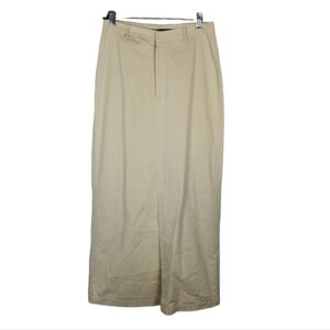 ISDA & Co Vintage Womens Maxi Skirt Cotton Straight Tan Front Slit Y2K Size 6